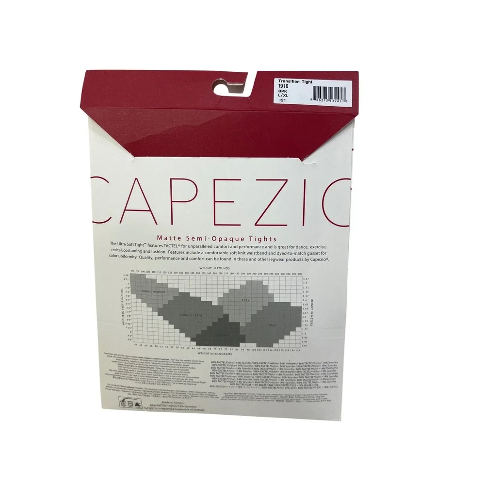 NIB Capezio Transition Tights L/XL Ballet Pink Ultra Soft Matte Semi-Opaque 1506